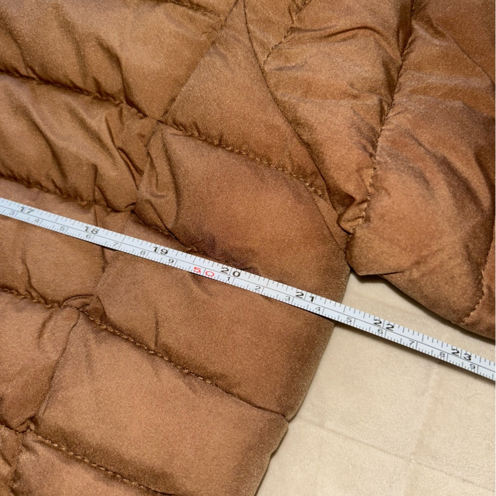 BCBGMaxAzria Womens Feather Free Eco-Friendly Fill Puffer Jacket Camel Tan LARGE - Picture 7 of 9